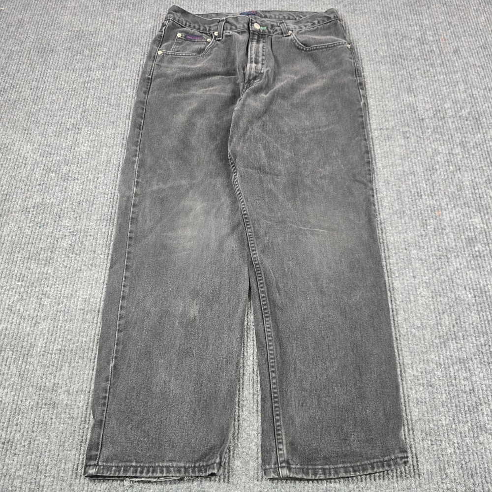 VTG Y2K Tommy Hilfiger Tommy Jeans Men 36x30 Gray Baggy Dark Wash Flag Patch - Picture 3 of 13